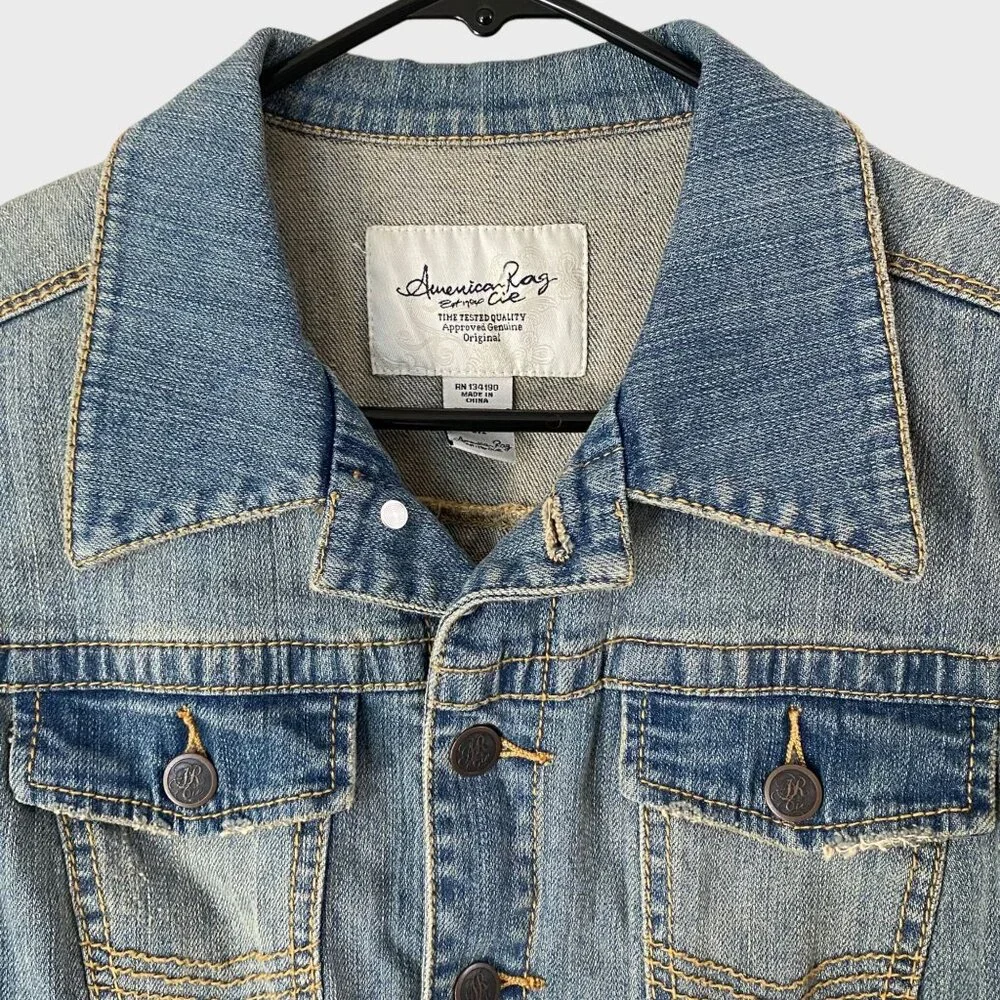 American Rag Denim Jean Vest Women's Medium Button-Front Sleeveless Medium Wash - Picture 5 of 10